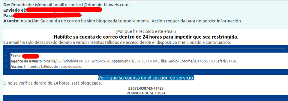 Exemple de phishing de bústia de correu